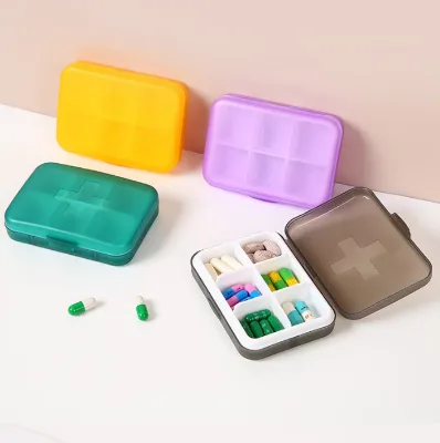 Multi-compartment Daily Travel Pill Organizer 6 Cross-division Slots Portable Compact PP Case Storing Accessories Box