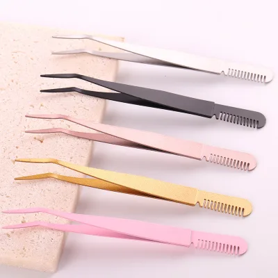 Wholesale 45 Degree Stainless Steel Lash Tweezer Fiber Tip Tweezers for Eyelash Extension Lash Tweezers Bulk