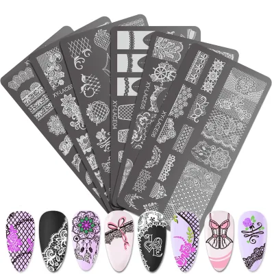 New Arrival Transfer Printing Lace Edge Sweet Style Nail Stamping Plate New Pattern Nail 3D Stamping Plates