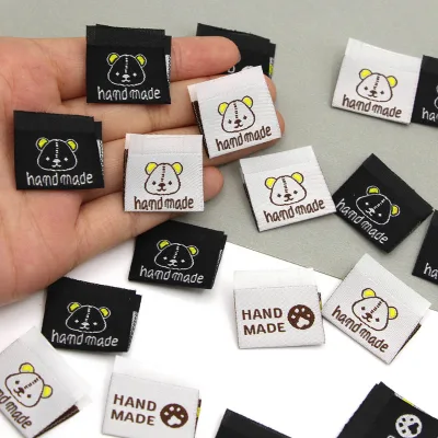 Hot Sell Customized Private Woven Label Eco-Friendly End Fold Dress Silk Ribbon Printing Label for Hats Jacket Sew Woven Label