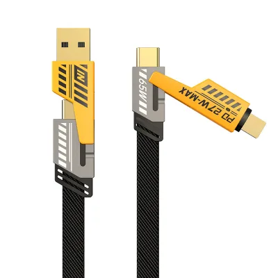 4 in 1 Zinc Alloy Adapter Charging Cable PD 65W for iPhone Huawei Charger Usb C Type to Type-C Braided Charger for Samsung