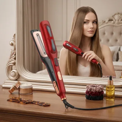 XBHCustom Ceramic Coating Flat Iron Straightener LCD Temperature Control Electric for Straightening Hair for Household Car Use