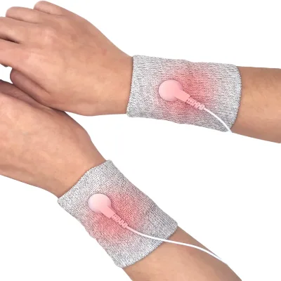 2025 Wholesale TENS Massage Accessories Conductive Silver Fiber Wrist Cuff Hand Stimulation Conductive Wrist Massager