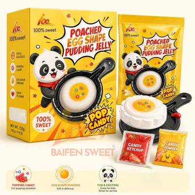 Factory Custom Gummy Eggs with Popping Candy Fried Egg Shape Gummy Easter Candy Toy