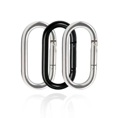 Factory High Quality Oval Durable Bag Carabiner Open Spring Snap Hook for Climbing O Ring Carabiner Znic Straight Black Snap