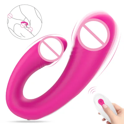 LTZA U Shape Electric Shock Vagina Penis Couples Vibrator Sex Toy Women Silicone Remote Controlled Couples Vibrator