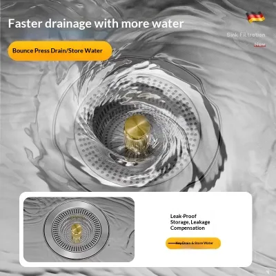 Kitchen Sink Strainer Drain Modern Minimalist Style Universal Push-type Dish-washing Basin Vegetable-washing Basin Leak-proof