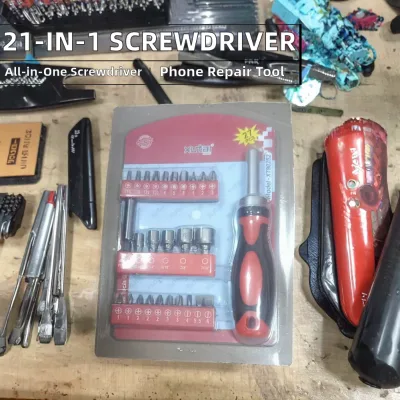 21-In-1 Plastic Screwdriver Bit Holder Cell Phone Repair Tool Kit with Tweezers