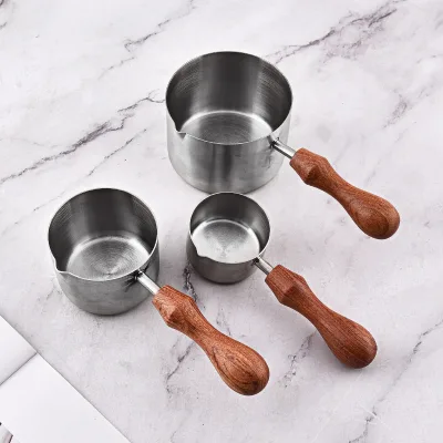 Coffee Milk Sauce Seasoning Bean Measuring Spoon 304 Stainless Steel Coffee Scoop With Gourd Wood