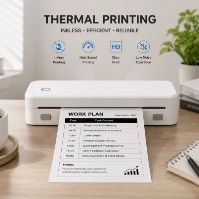 A4 Portable Thermal Printer Inkless Wireless Compact Printer with Battery for Home Office School Business and Travel Use