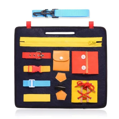 All Win Deer Montessori Basic Skills Activity Board for Fine Motor Skills and Learn to Dress Felt Toddler Busy Board