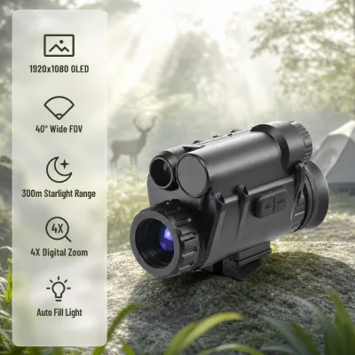 Digital Night Vision Monocular Combinable Single Tube Design Ergonomic Hands Free Helmet Mount Ultra Low Illumination CMOS