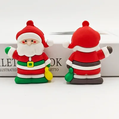 Custom 3D PVC Santa Claus Keychain Cartoon Christmas Key Ring with Wrist Strap Bag Pendant Xmas Promotional Gift OEM ODM