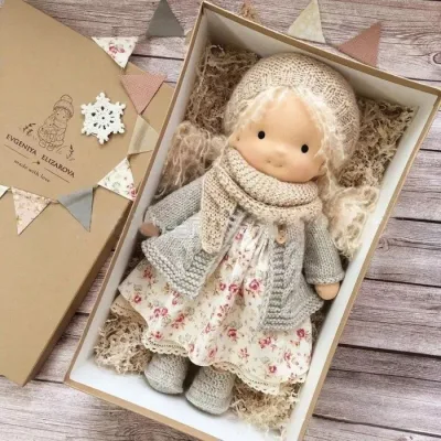 Y-F Crochet Amigurumi Waldorf Inspired Custom Play Doll for Children Birthday Gift First Baby Doll
