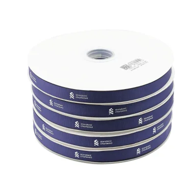 OEM Wholesale Garment Accessories Single Faced Grosgrain Dots Eco-Friendly Custom Colors Embossed Printed Black Polyester Ribbon