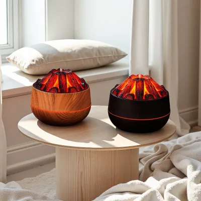 Volcano Lava Campfire Flame Aroma Diffuser Charcoal Style Small Five Volt Desktop Humidifier for Indoor Working Space