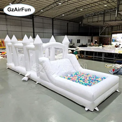 White Castle Inflatable Obstacle Course Ocean Ball Pool Combo Software Inflatable Barrier Track Suitable for Event Party