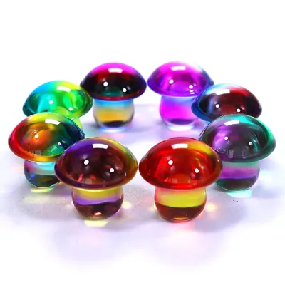 Crystals Wholesale Bulk Electroplated Stained Glass Mushroom Stone Crafts Souvenir