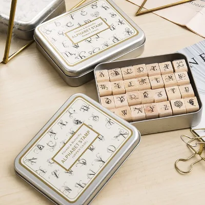 DIY New Wooden Rubber Alphabet Letter Number Stamps Stamper Seal Set Capital Upper Lower Case
