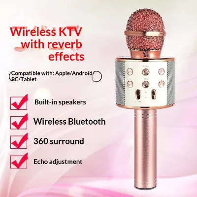 360 Surround WS858 Mobile Phone Karaoke Treasure Family KTV Wireless Cardioid Condenser Microphone Children Audio Integration