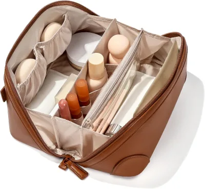 Custom Logo PU Leather Cosmetic Bag Waterproof Toiletry Women Luxury Beauty Cosmetic Bag Pink Girl Travel Cosmetics Bag