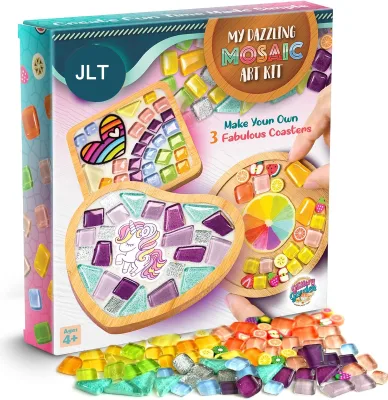 New DIY Art and Craft Decorate Your Own Coaster Glittery Garden Mosaic Craft Kit