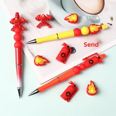 Creative 3D Silicone Fire Extinguisher Beads Cartoon Fire-fighting Mask DIY Accessories Versatile Charm Loose Beads