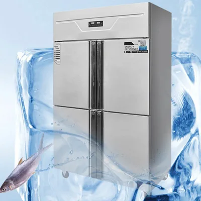 OEM 880L Commercial Kitchen 4 Door Vertical Stainless Steel Freezer