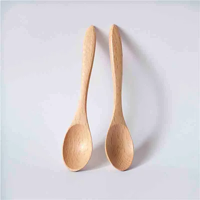 Natural Beech Wood 14.5cm Dessert Spoon Stirring Honey Coffee Tea Yogurt Spoon Stirring Tasting Serving Food-Safe Spoon