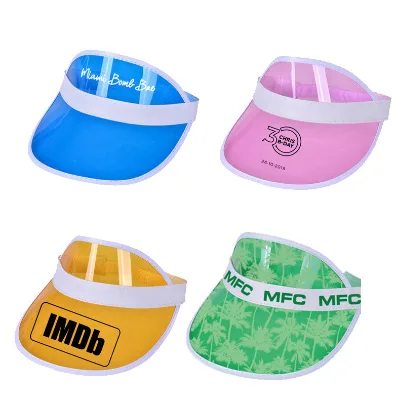 PVC Sun Visor Cap Clear Candy Color Outdoor UV Protection Sports Beach Cap Summer Sun Visor Hat