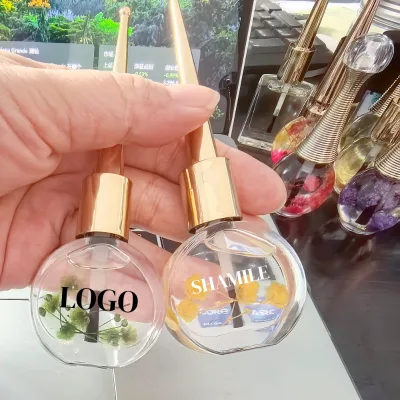 14ml Aromatherapy Fruit Scent Cuticle Oil with Real Dried Flower Nail Repair Moisturizer Brush Applicator for Salon DIY Bulk