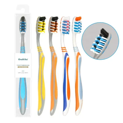 Economical Manual Toothbrush with Soft Nylon Bristles and Ergonomic PP & TPR Handle for Home Travel Hotels