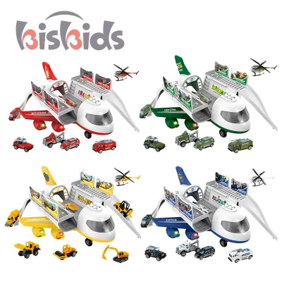 Diecast Vehicls Airplane Toy Light and Music Variability Engineering Aircraft Storage Parking Lot Toy