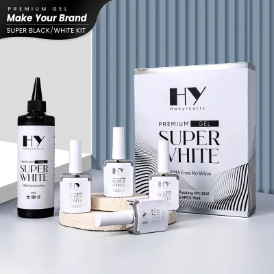Hanyi Professional Factory Supplying Foil Gel Nail Transfer No Wipe Super White Super Black HEMA/TPO Free Vegan Large Size 8OZ