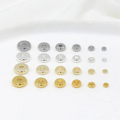 200PCS/Bag Spacers Beads Hole Flat Round Beads Charm Jewelry for Making Necklace Bracelet Earring
