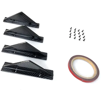 Sports-Style ABS Black Rear Bumper Diffuser Lip Splitter Gloss Shark Fins for Cars Spoiler