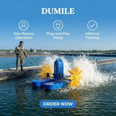 DUMILE Paddle Wheel Aerator Pump Motor Gearbox 2 Impeller High Productivity Energy Saving Easy Maintenance Quick Disassembly for