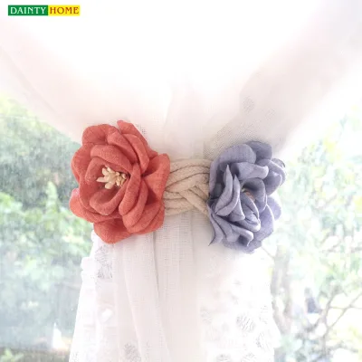Dainty Home Modern Simple Handmade Flower Design Curtain Tassel Tiebacks for Curtain