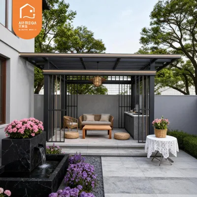 Chinese Style Pergola with Exquisite Carving Outdoor Aluminum Gazebo with Durable Aluminum 6063-T6 for Garden