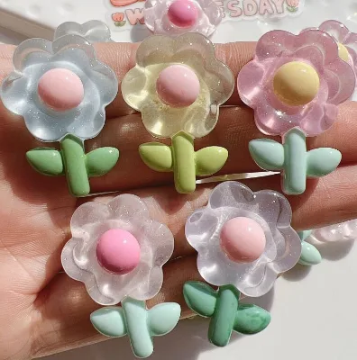 Transparent Flowers Resin Charms DIY Hair Accessories Cobacons Charms Resin Cabochon Food