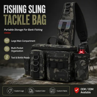 Custom Large Capacity Multifunctional Camouflage Waterproof Fishing Bag Outdoor Fishing Travel Camping Oxford Cloth Bag Durable
