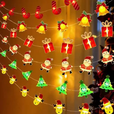 YN Starlight Christmas Ornaments Fasteners Copper Wire LED String Lights Santa Claus Snowman Snowflake Deer Head Gift Box Candy