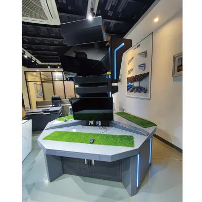 Curved Command Center Console Multi Monitor Mount LED Light Control Room Workstation Custom CCTV Monitoring Dispatch Console