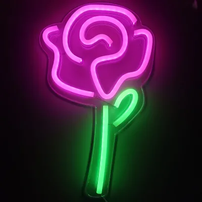 Customizable Multi-Color Rose LED Neon Sign High Brightness Water Resistant Design Bedroom Wall Decor Party Holiday Lighting