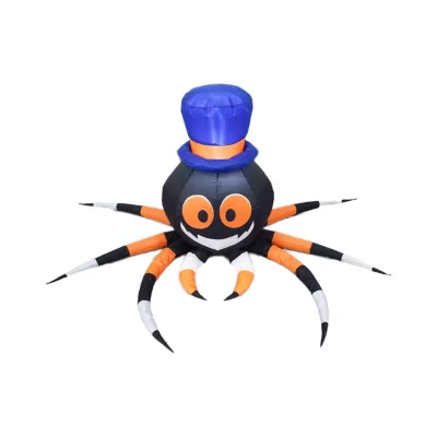 5FT Halloween Inflatables Spiders Wear Witch Hat Decorations Outdoor Blow up with LED Lights