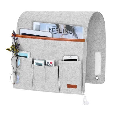 Felt Sofa Armrest Bag Organiser Remote Control Holder for Recliner Couch Arm Chair Caddy for Magazine Tablet Phone