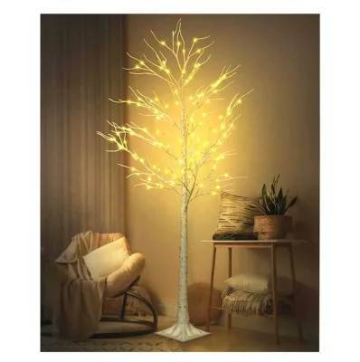 5FT Lighted Artificial Birch Tree Light 72 Led Light Spirit Tree Lamp Outdoor ChristmasDecorations Birch Decor