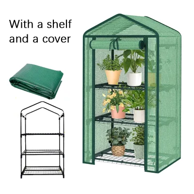 Portable Vertical Mini Garden Greenhouse 3 Layer Plant Shelf Weatherproof PE Cover Flower Seedling Growing Protection