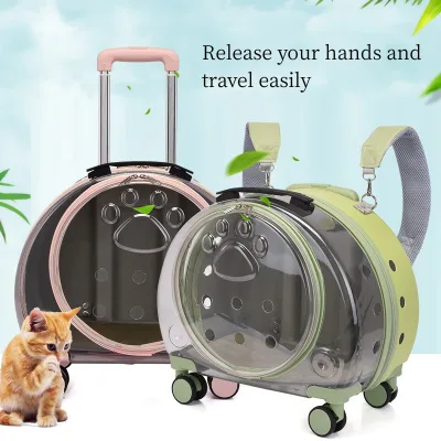 Luxury Transparent Breathable Trolley Airline Approved Pet Carriers Bag With Handle Removable Strap Portable Pet Travel Carrier