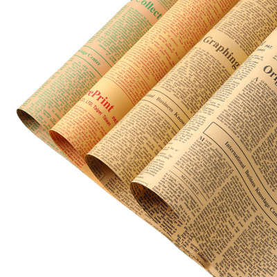 Photography 50x70cm Brown Paper English Newspaper Background for Gift Food Ornament Backdrops